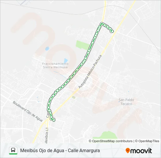 MEXIBÚS OJO DE AGUA - CALLE AMARGURA Bus Line Map