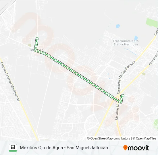 MEXIBÚS OJO DE AGUA - SAN MIGUEL JALTOCAN Bus Line Map