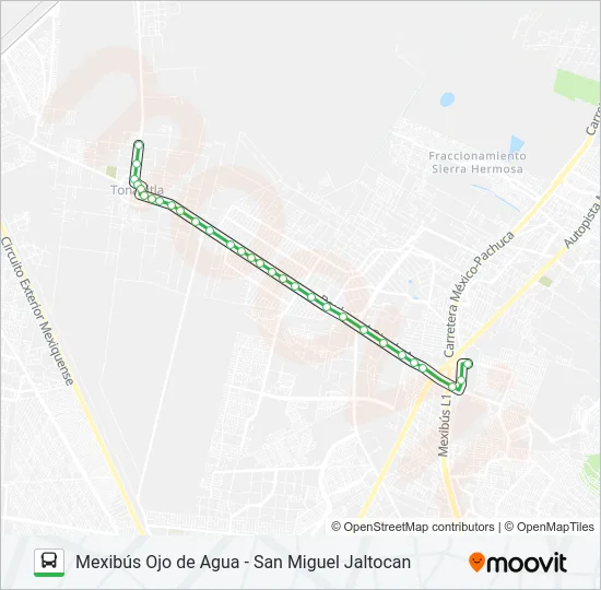 MEXIBÚS OJO DE AGUA - SAN MIGUEL JALTOCAN Bus Line Map