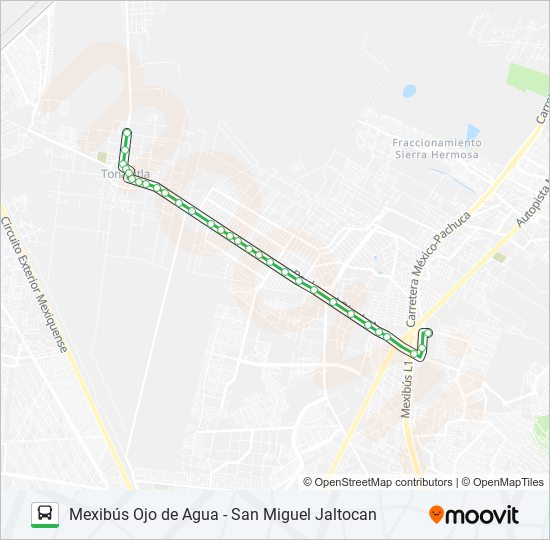 MEXIBÚS OJO DE AGUA - SAN MIGUEL JALTOCAN bus Line Map