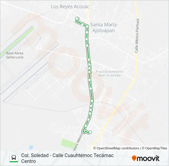 COL. SOLEDAD - CALLE CUAUHTÉMOC TECÁMAC CENTRO Bus Line Map