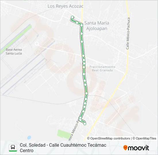 COL. SOLEDAD - CALLE CUAUHTÉMOC TECÁMAC CENTRO Bus Line Map