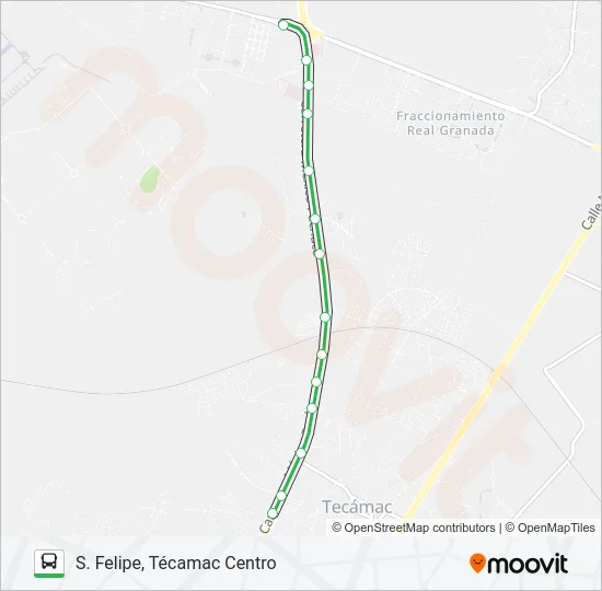 S. FELIPE, TÉCAMAC CENTRO - BASE AÉREA SANTA LUCÍA Bus Line Map