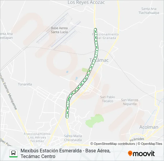 MEXIBÚS ESTACIÓN ESMERALDA - BASE AÉREA, TECÁMAC CENTRO Bus Line Map