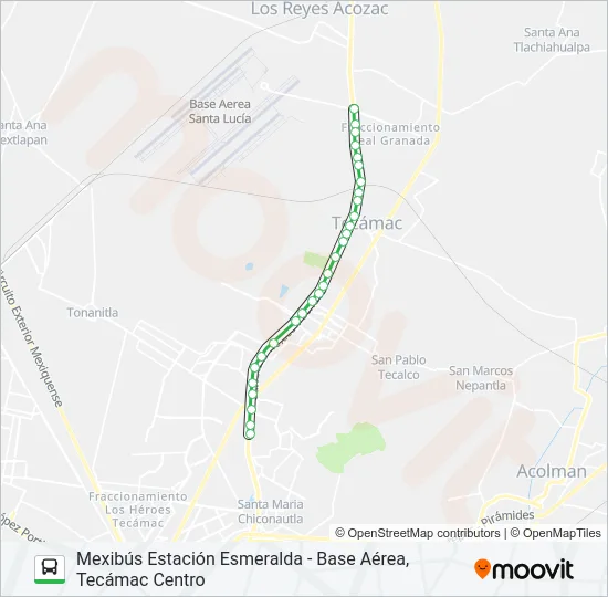 MEXIBÚS ESTACIÓN ESMERALDA - BASE AÉREA, TECÁMAC CENTRO Bus Line Map