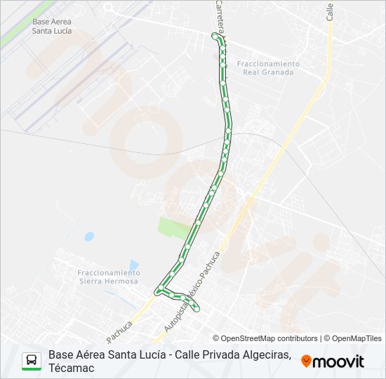 Mapa de BASE AÉREA SANTA LUCÍA - CALLE PRIVADA ALGECIRAS, TÉCAMAC de autobús
