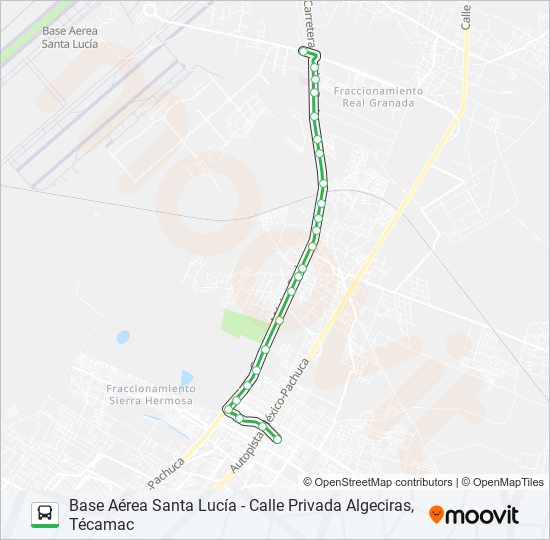 BASE AÉREA SANTA LUCÍA - CALLE PRIVADA ALGECIRAS, TÉCAMAC bus Line Map