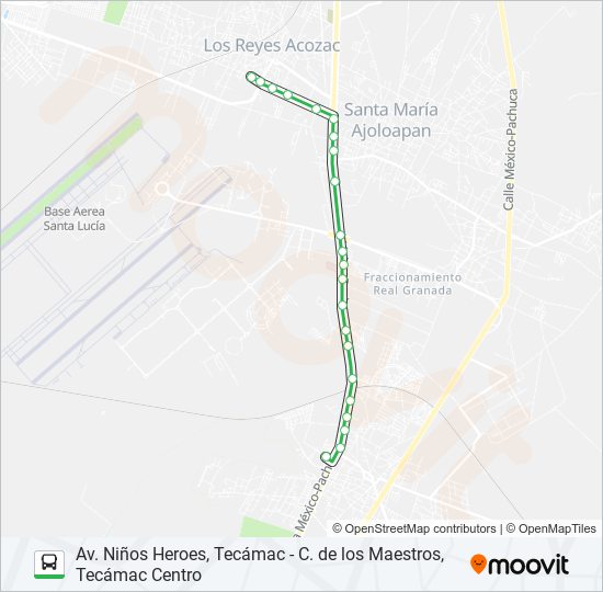 AV. NIÑOS HEROES, TECÁMAC - C. DE LOS MAESTROS, TECÁMAC CENTRO bus Line Map