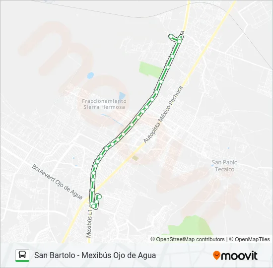 SAN BARTOLO - MEXIBÚS OJO DE AGUA Bus Line Map