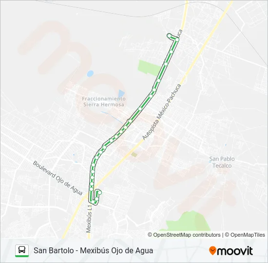 SAN BARTOLO - MEXIBÚS OJO DE AGUA Bus Line Map