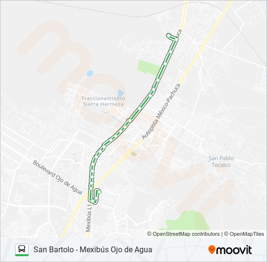 SAN BARTOLO - MEXIBÚS OJO DE AGUA bus Line Map
