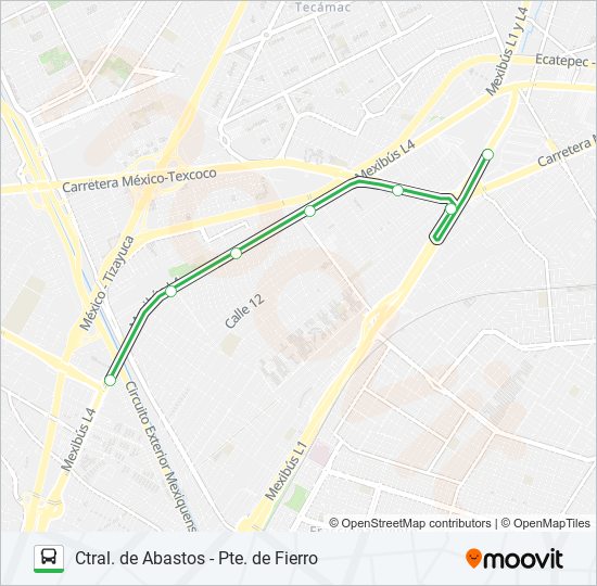 CTRAL. DE ABASTOS - PTE. DE FIERRO bus Line Map