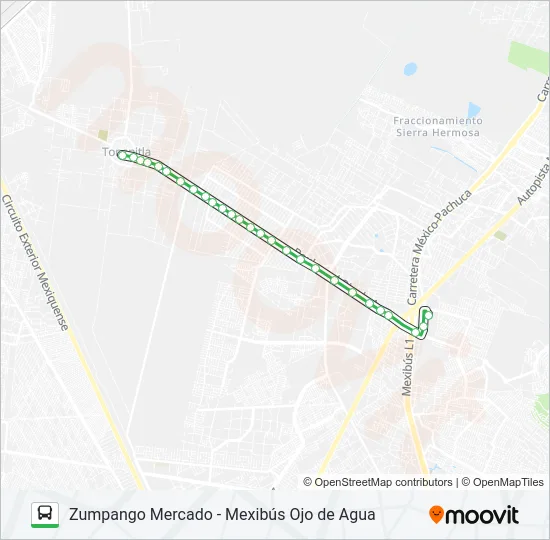 ZUMPANGO MERCADO - MEXIBÚS OJO DE AGUA Bus Line Map