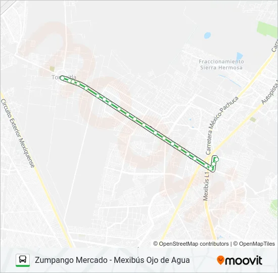 ZUMPANGO MERCADO - MEXIBÚS OJO DE AGUA Bus Line Map