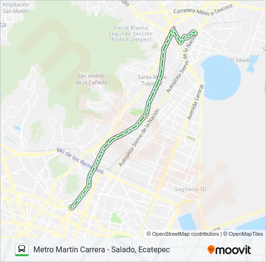 METRO MARTÍN CARRERA - SALADO, ECATEPEC Bus Line Map