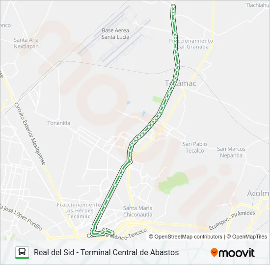 REAL DEL SID - TERMINAL CENTRAL DE ABASTOS Bus Line Map