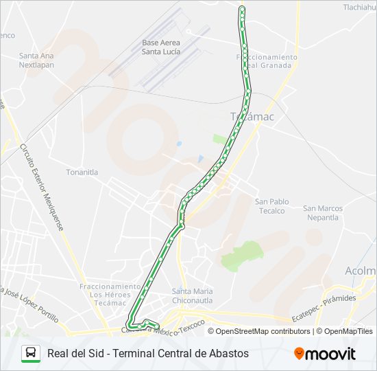 REAL DEL SID - TERMINAL CENTRAL DE ABASTOS bus Line Map