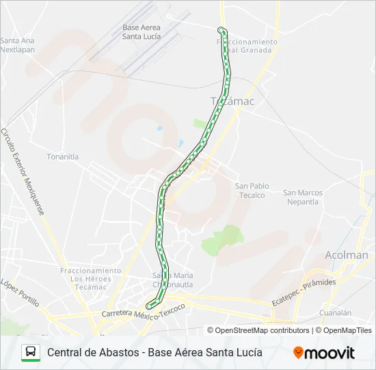 CENTRAL DE ABASTOS - BASE AÉREA SANTA LUCÍA Bus Line Map