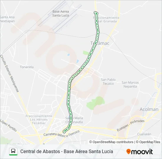 CENTRAL DE ABASTOS - BASE AÉREA SANTA LUCÍA Bus Line Map