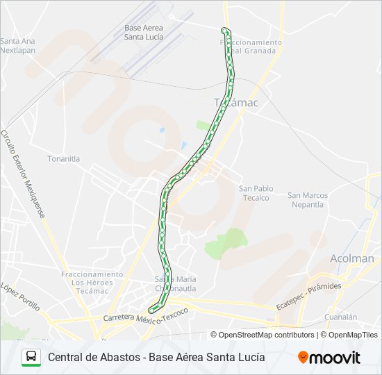 CENTRAL DE ABASTOS - BASE AÉREA SANTA LUCÍA bus Line Map