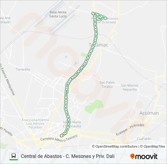 CENTRAL DE ABASTOS - C. MESONES Y PRIV. DALI Bus Line Map