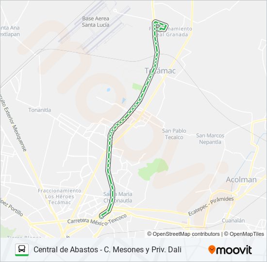 Mapa de CENTRAL DE ABASTOS - C. MESONES Y PRIV. DALI de autobús