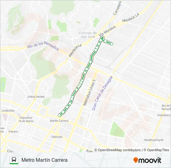 METRO MARTÍN CARRERA - CALLE CHOPO, RUSTICA X. Bus Line Map