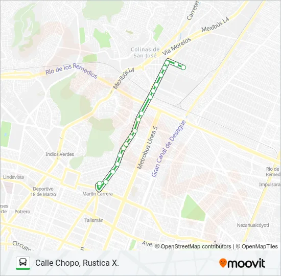 METRO MARTÍN CARRERA - CALLE CHOPO, RUSTICA X. Bus Line Map