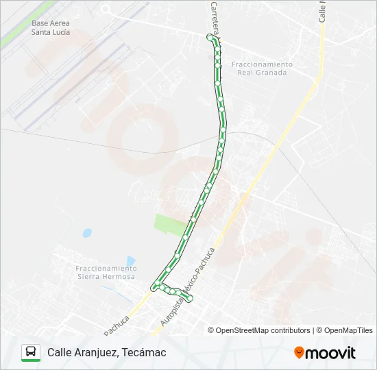 BASE AÉREA SANTA LUCÍA - CALLE ARANJUEZ, TECÁMAC Bus Line Map