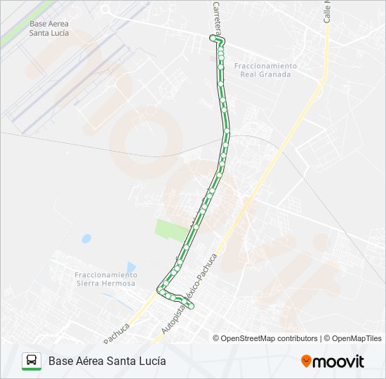 BASE AÉREA SANTA LUCÍA - CALLE ARANJUEZ, TECÁMAC bus Line Map