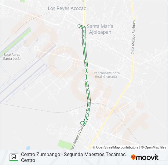 Mapa de CENTRO ZUMPANGO - SEGUNDA MAESTROS TECÁMAC CENTRO de autobús