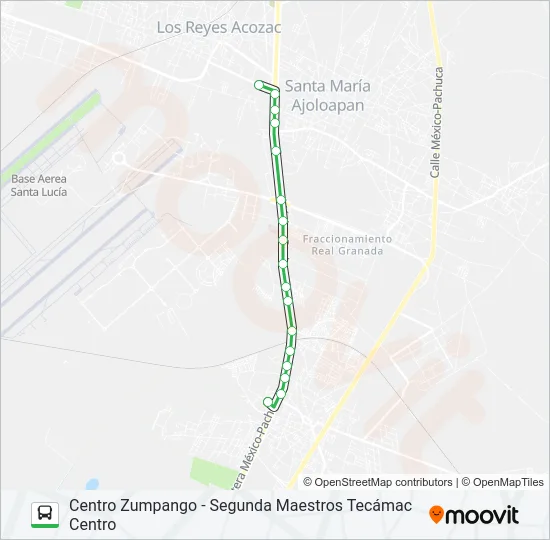 CENTRO ZUMPANGO - SEGUNDA MAESTROS TECÁMAC CENTRO Bus Line Map
