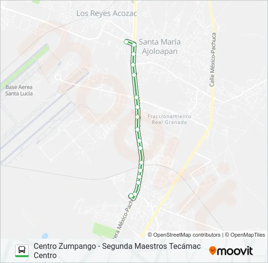 CENTRO ZUMPANGO - SEGUNDA MAESTROS TECÁMAC CENTRO Bus Line Map