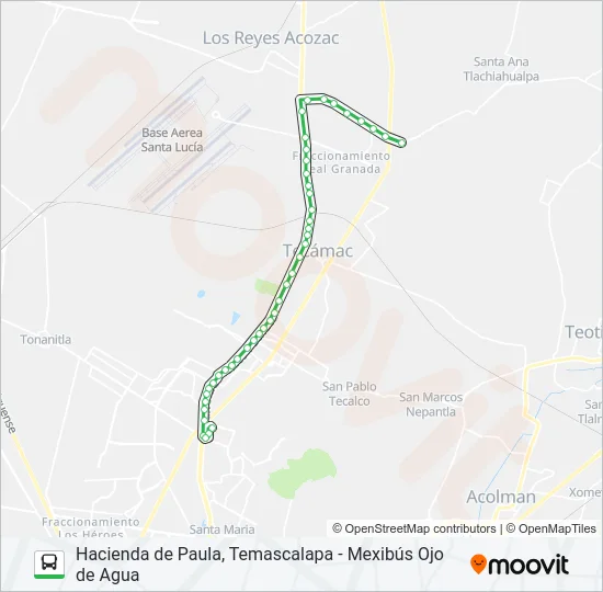HACIENDA DE PAULA, TEMASCALAPA - MEXIBÚS OJO DE AGUA Bus Line Map