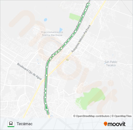 Mapa de SANTO TOMÁS - TECÁMAC de autobús