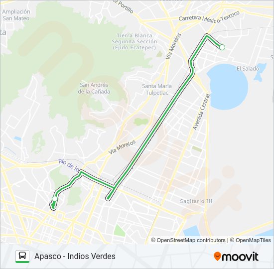 Mapa de APASCO - INDIOS VERDES de autobús