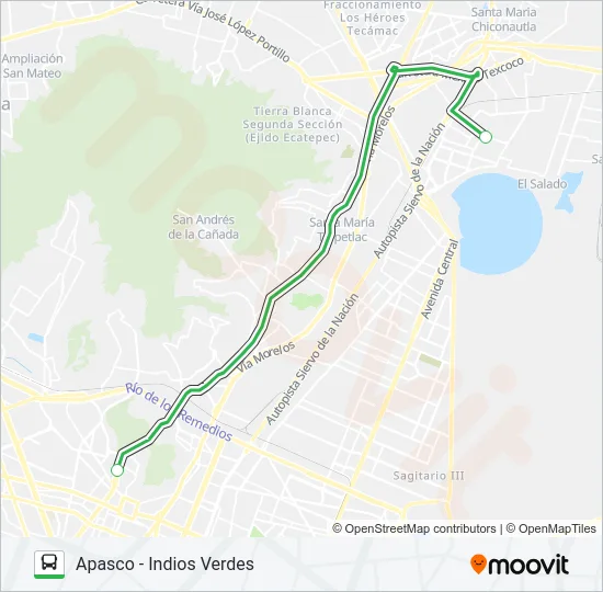 APASCO - INDIOS VERDES Bus Line Map