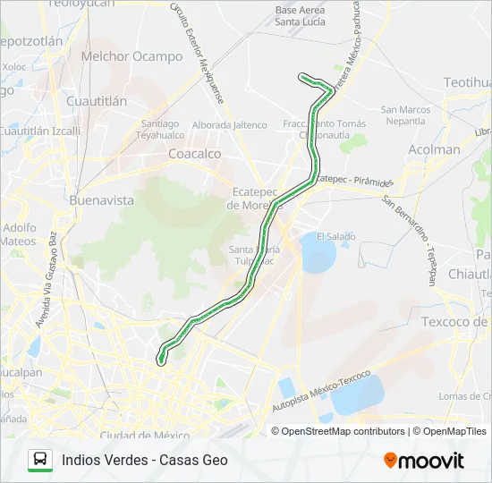 INDIOS VERDES - CASAS GEO Bus Line Map