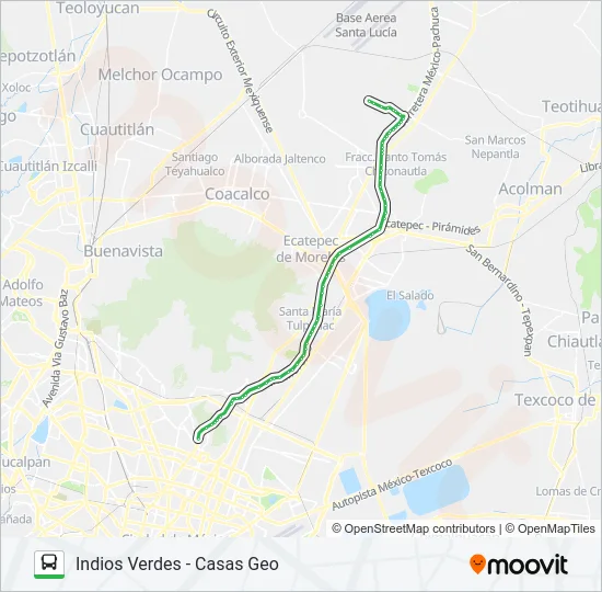INDIOS VERDES - CASAS GEO Bus Line Map