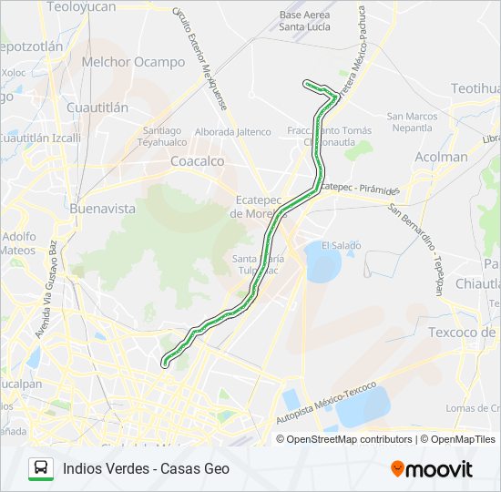 Ruta indios verdes casas geo: horarios, paradas y mapas - Indios Verdes  (Actualizado)