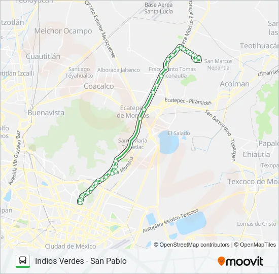 INDIOS VERDES - SAN PABLO Bus Line Map