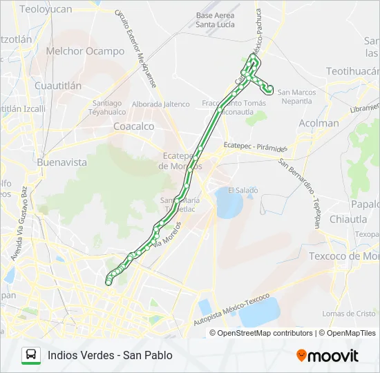 INDIOS VERDES - SAN PABLO Bus Line Map