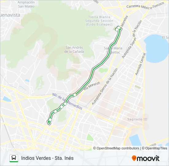 INDIOS VERDES - STA. INÉS Bus Line Map