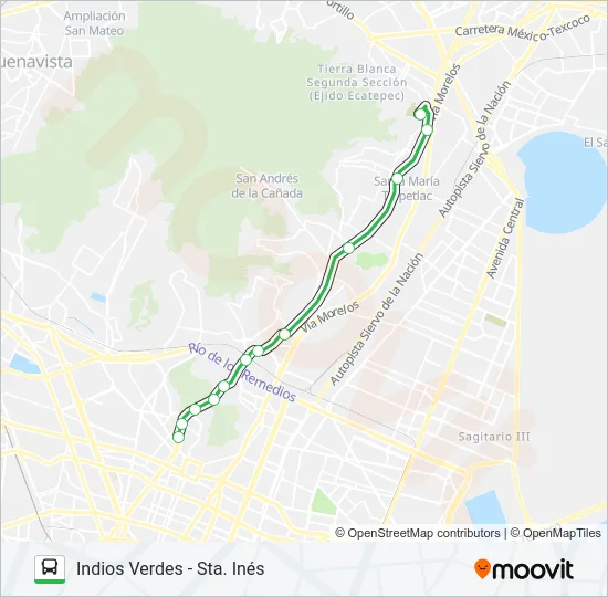 INDIOS VERDES - STA. INÉS Bus Line Map