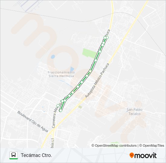 Mapa de OZUMBILLA - TECÁMAC CTRO. de autobús