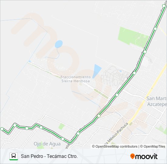 Mapa de SAN PEDRO - TECÁMAC CTRO. de autobús