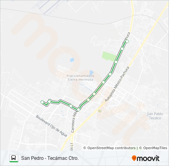 Mapa de SAN PEDRO - TECÁMAC CTRO. de autobús