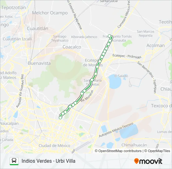 INDIOS VERDES - URBI VILLA Bus Line Map