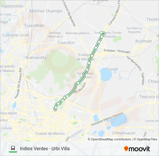 INDIOS VERDES - URBI VILLA Bus Line Map