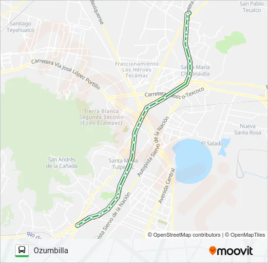 TECÁMAC CENTRO - OZUMBILLA Bus Line Map